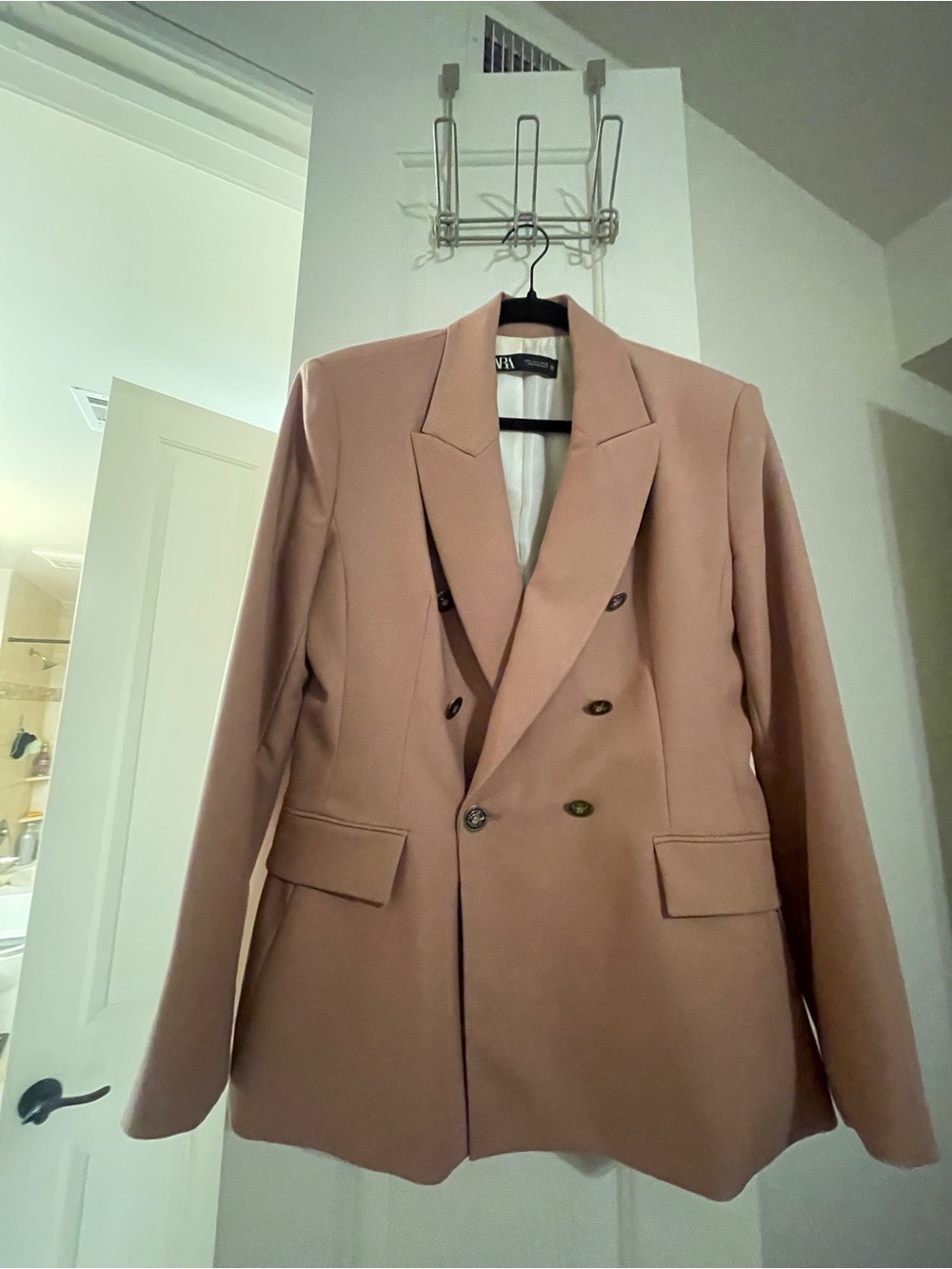 Zara Blush Pink Double-Breasted Blazer